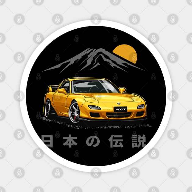 JDM Tuner RX-7 (Sunburst Yellow) Magnet by Jiooji Project